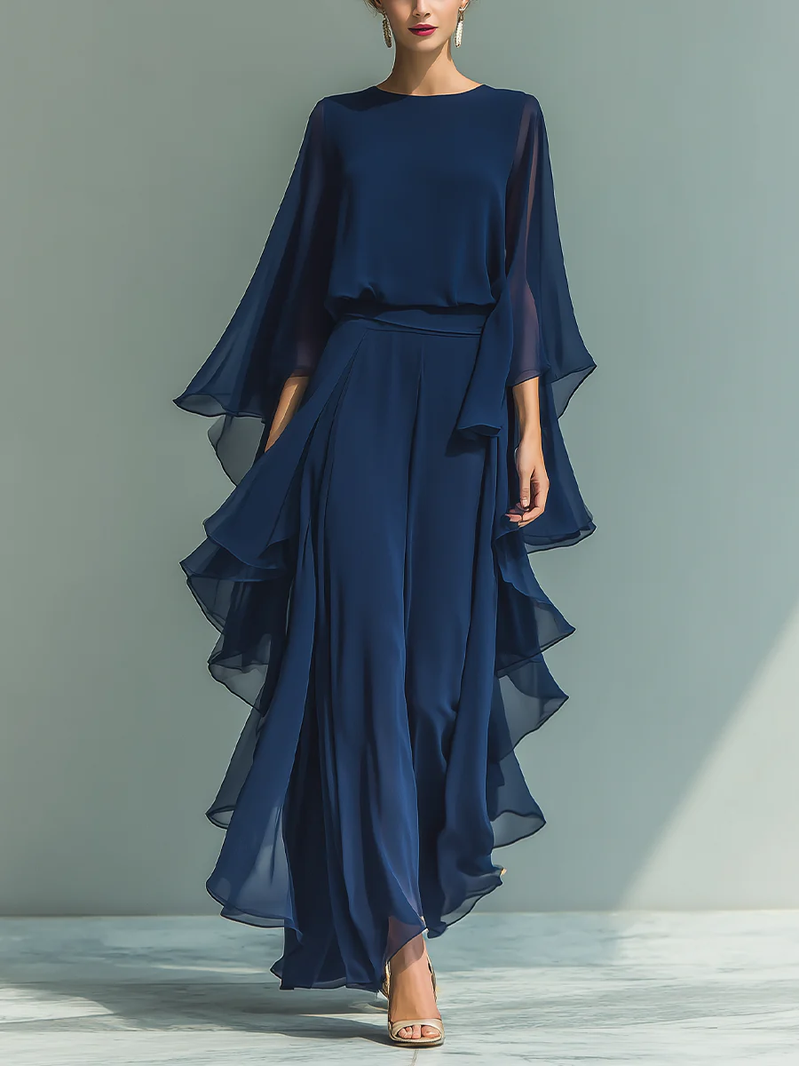 Aurora | Elegant Chiffon Set with Ruffles