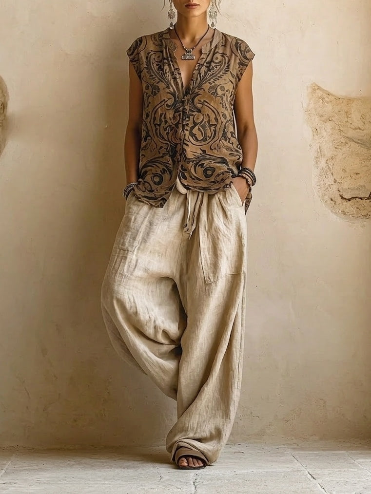 Leona - Natural 3-Piece Set Premium Cotton and Linen Blend