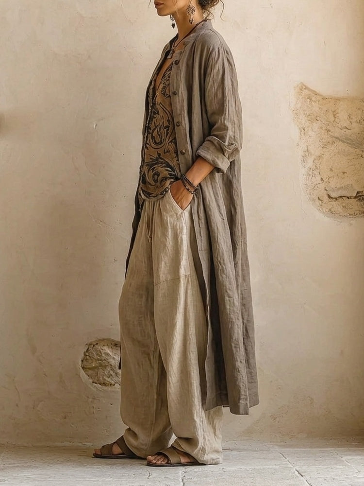 Leona - Natural 3-Piece Set Premium Cotton and Linen Blend