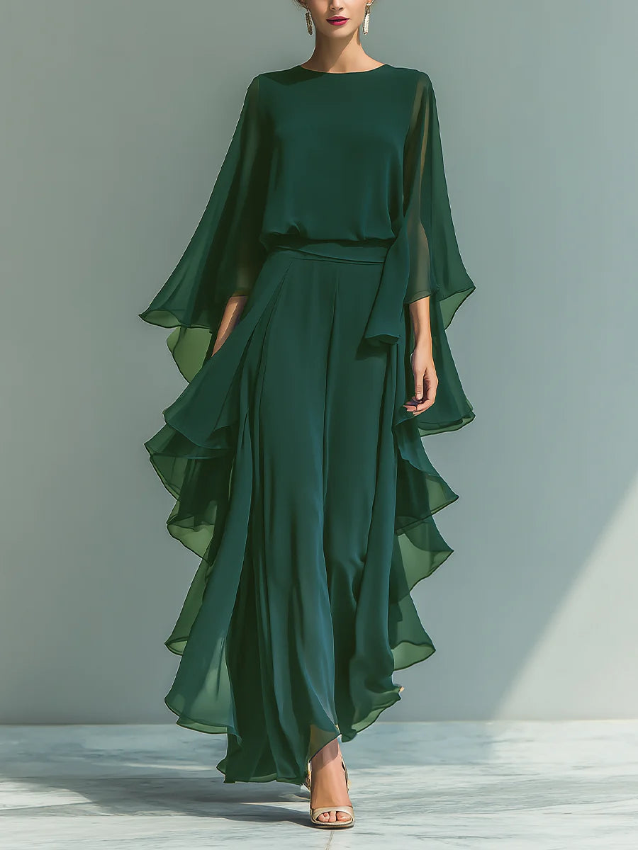 Aurora | Elegant Chiffon Set with Ruffles