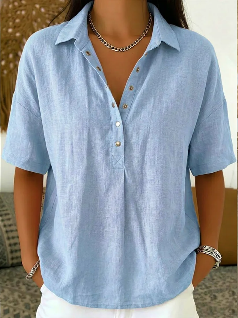 Van Delft Mode® | Button-Detail Collar Blouse