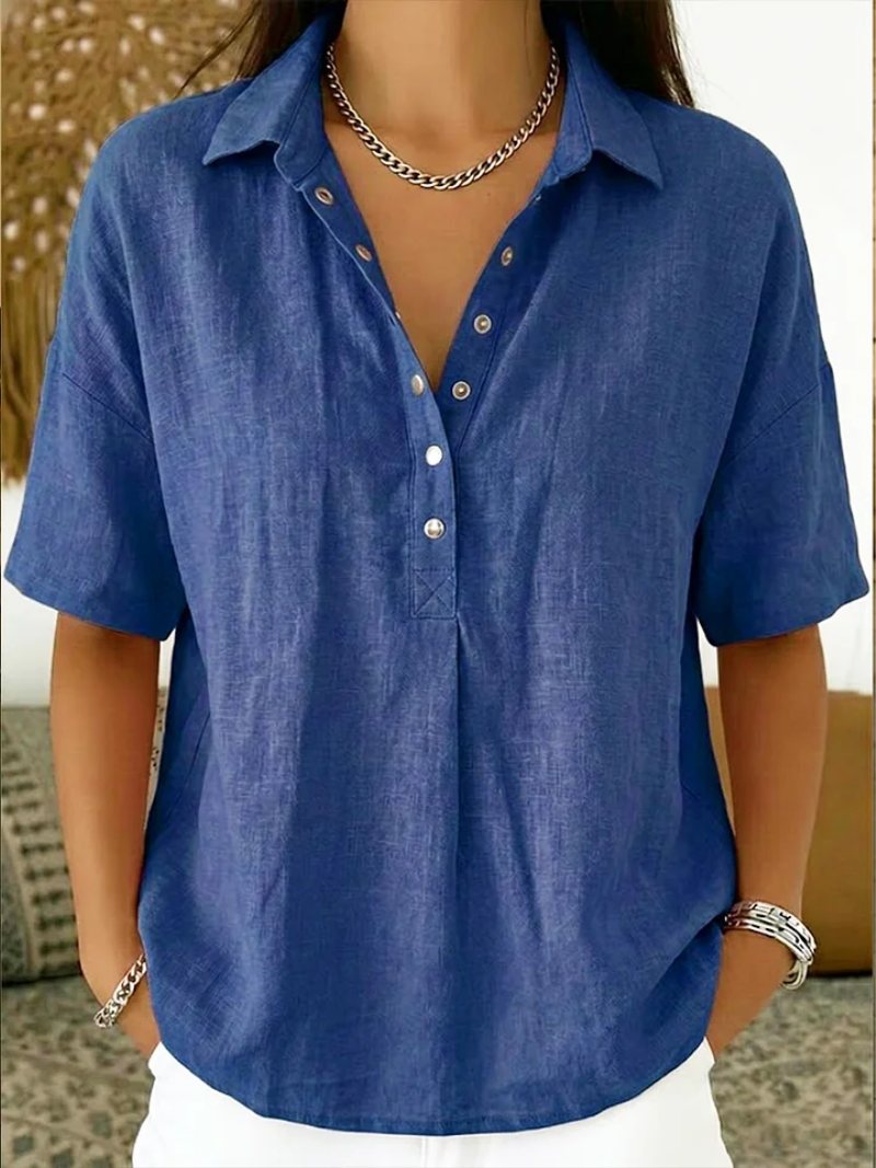 Van Delft Mode® | Button-Detail Collar Blouse