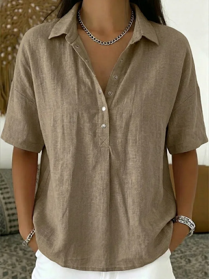 Van Delft Mode® | Button-Detail Collar Blouse