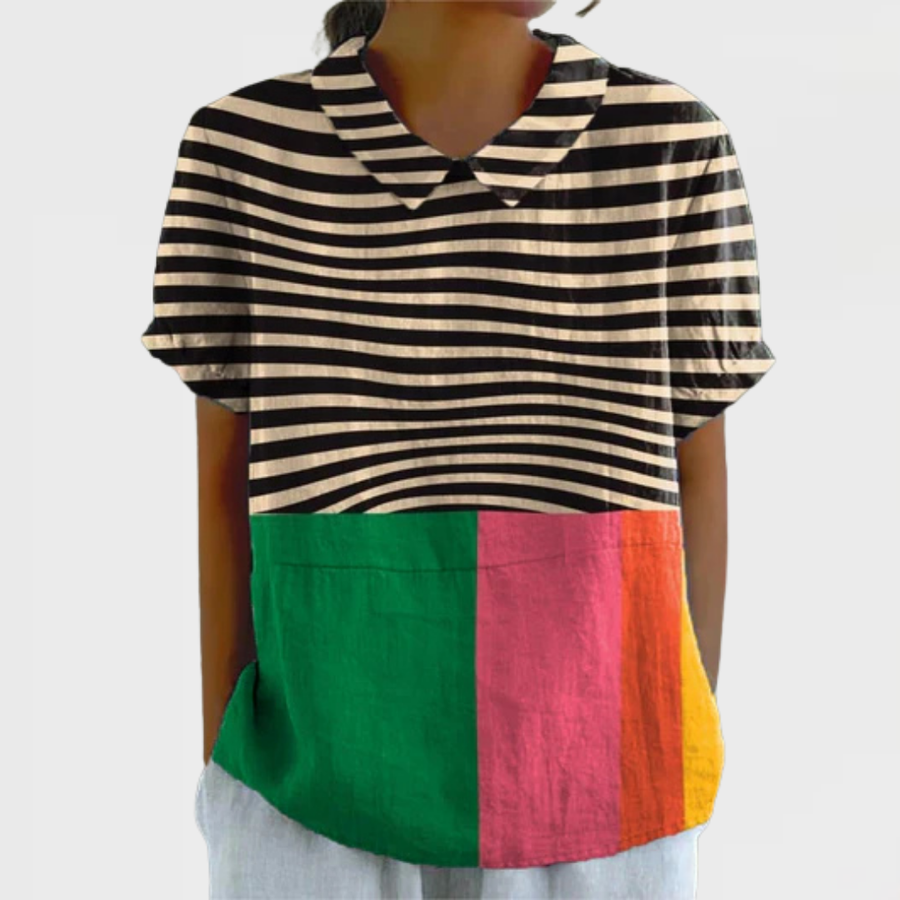 Brea - Bold Stripes and Colour Block Shirt