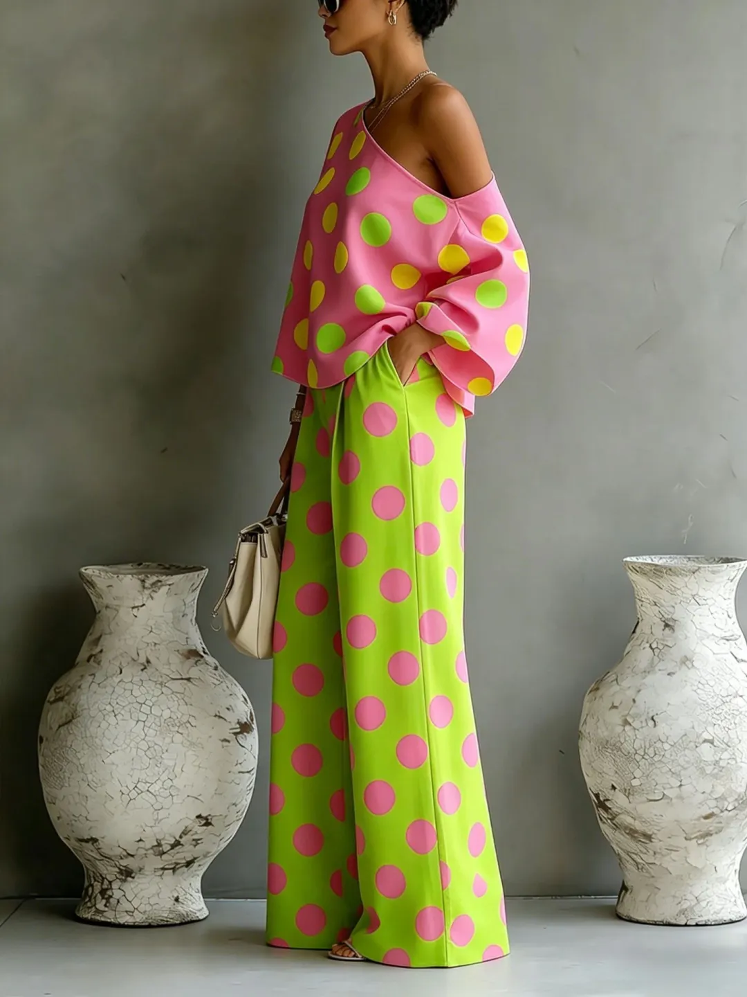 Olivia | Polka Dot Wide-Leg Set