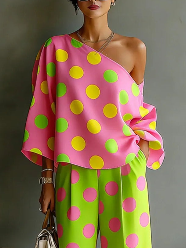 Olivia | Polka Dot Wide-Leg Set