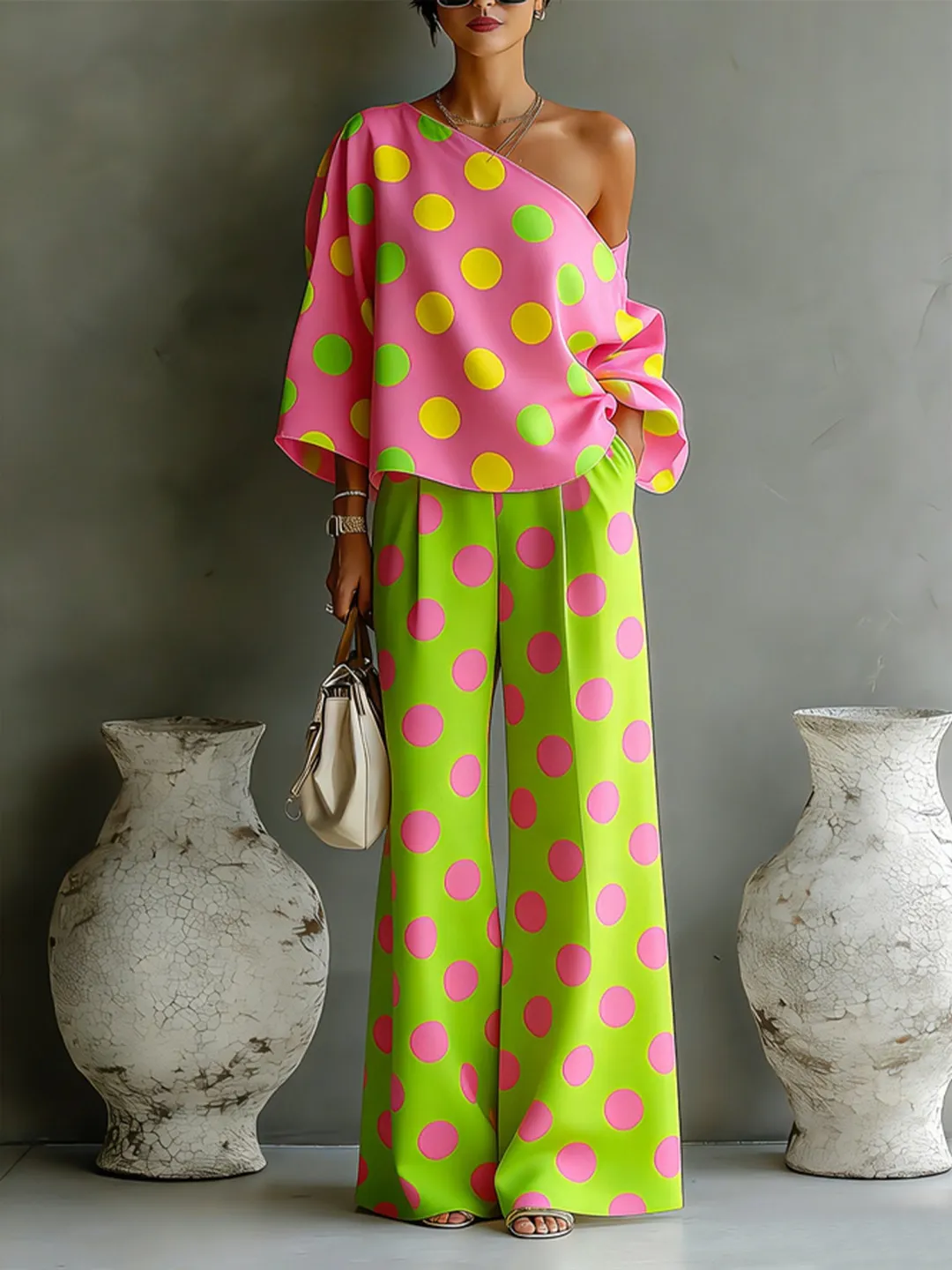 Olivia | Polka Dot Wide-Leg Set