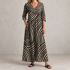 AYLA Vintage Striped Dress full front view