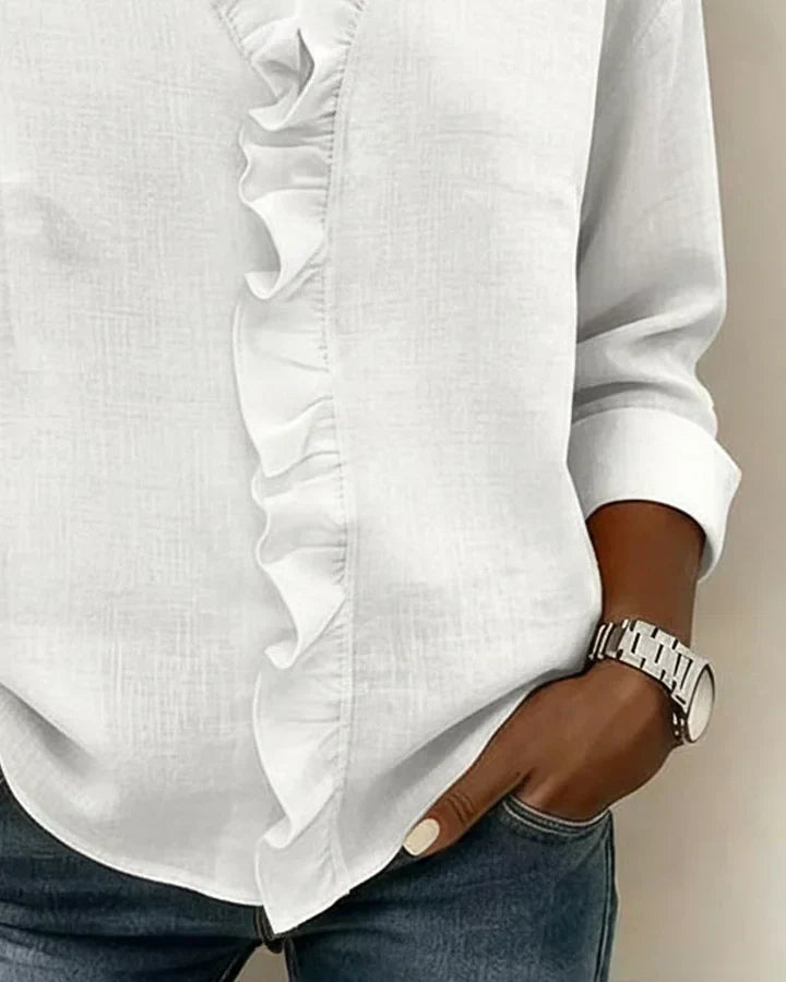 Chiara™ | V-Neck Blouse with Delicate Ruffles