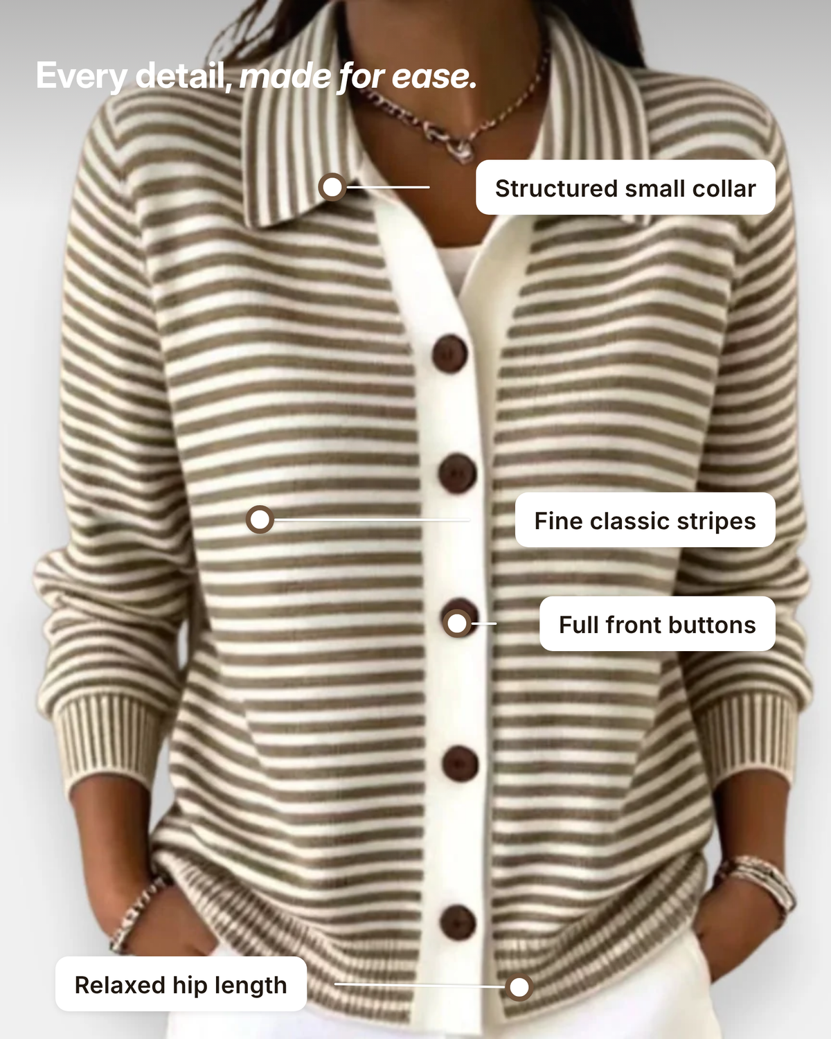 Basia | Striped Button Cardigan