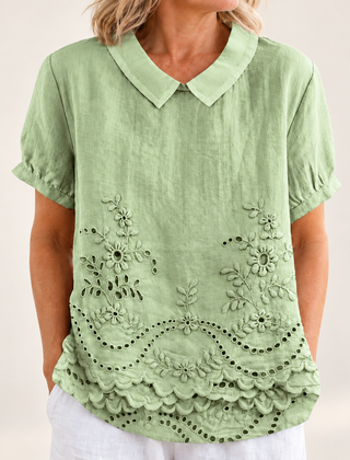 Bea Floral Embroidered Shirt in green