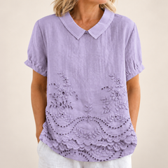 Bea Floral Embroidered Shirt in purple