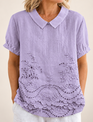 Bea Floral Embroidered Shirt in purple