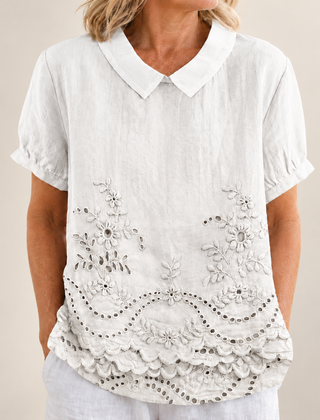 Bea Floral Embroidered Shirt in white
