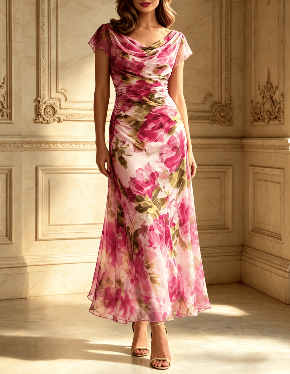 Rosalie | Rose Floral Fishtail Maxi Dress