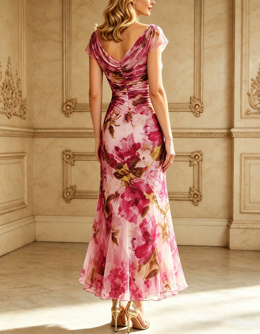 Rosalie | Rose Floral Fishtail Maxi Dress