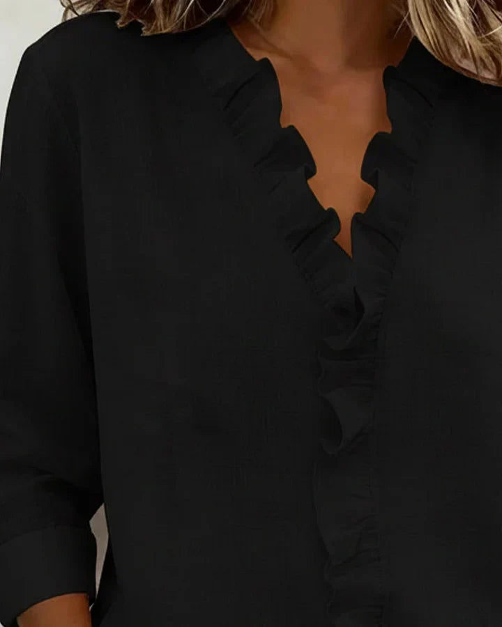 Chiara™ | V-Neck Blouse with Delicate Ruffles