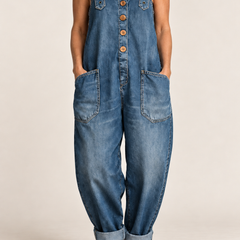 Kitti relaxed utility jumpsuit in Blue, product-focused crop