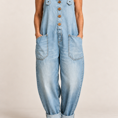 Kitti relaxed utility jumpsuit in Sky Blue, product-focused crop