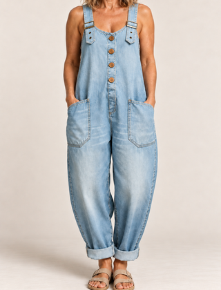 Kitti relaxed utility jumpsuit in Sky Blue, product-focused crop
