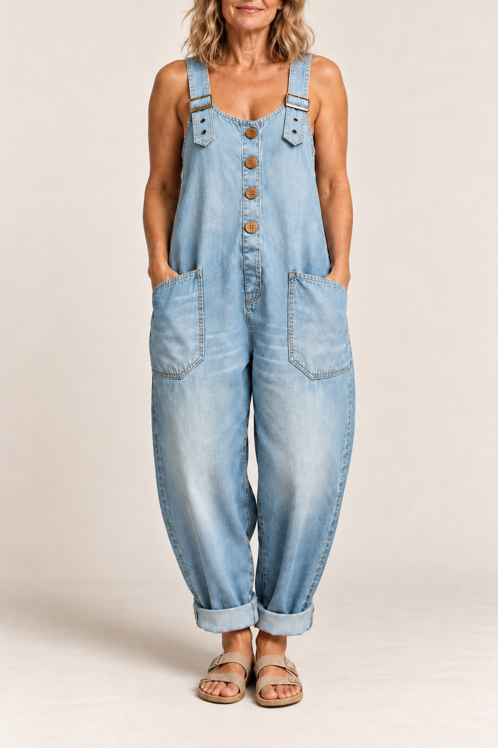 Kitti relaxed utility jumpsuit in Sky Blue, product-focused crop