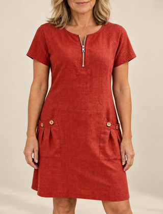 Layna cotton dress red front
