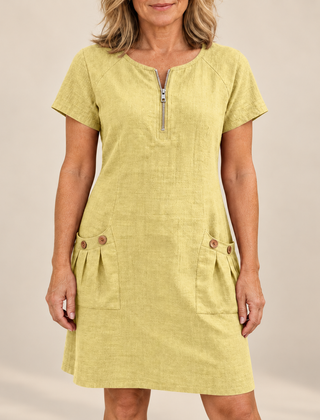 Layna cotton dress yellow front