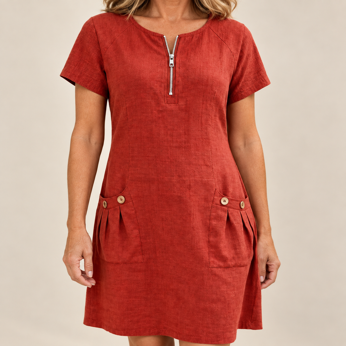 Layna cotton dress red overview
