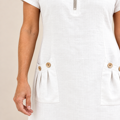 Layna cotton dress white pocket detail