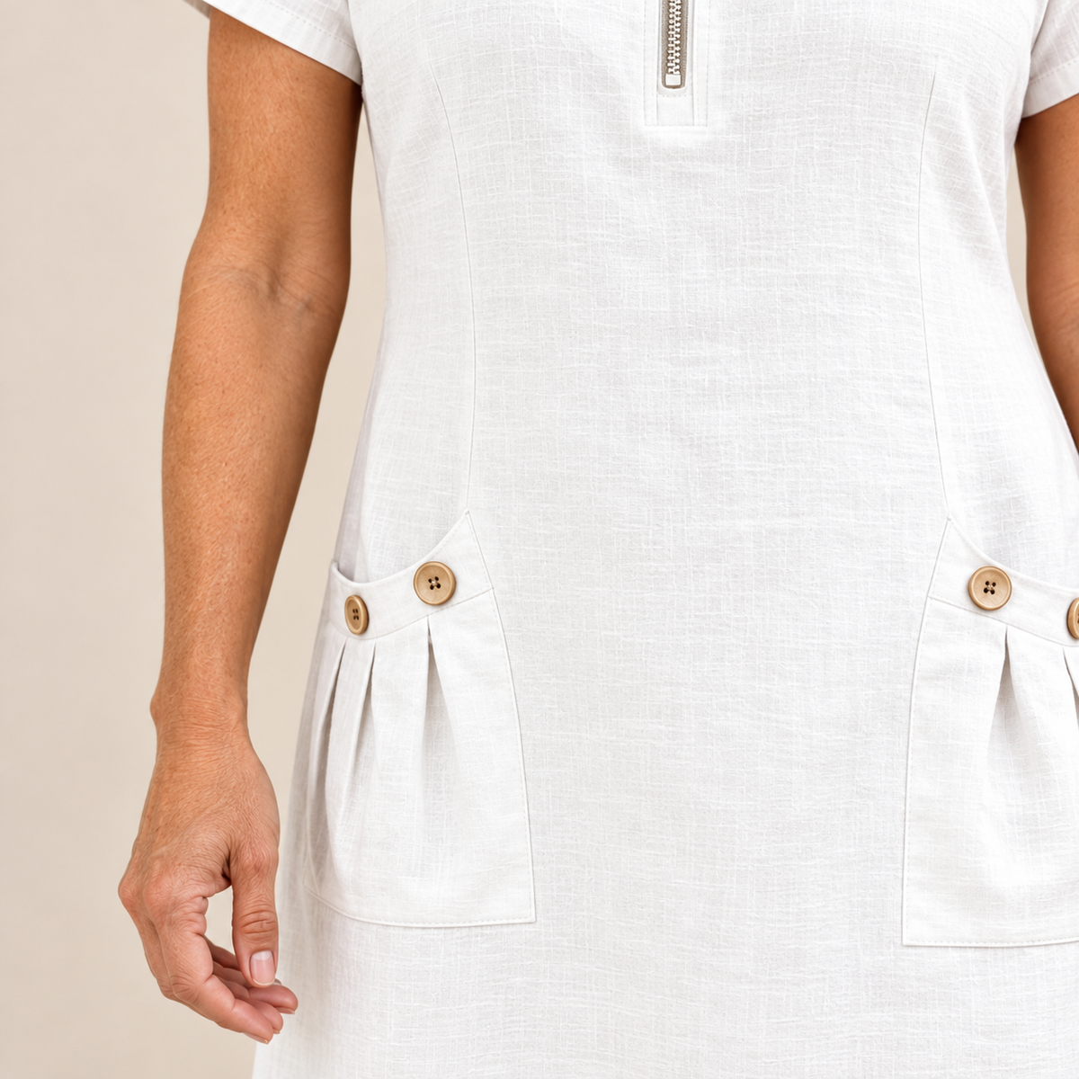 Layna cotton dress white pocket detail