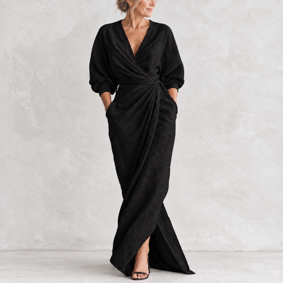 Lorena Maxi Dress black main view on light studio background