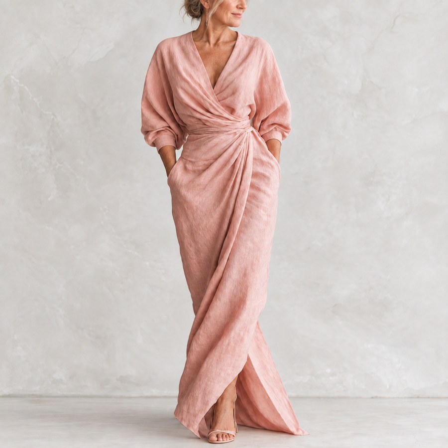 Lorena Maxi Dress pink main view on light studio background